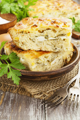 Pie with cabbage and eggs