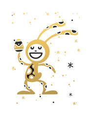 Greeting card Easter rabbit vector illustration