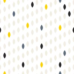 Behang Eenvoudige drop polka dot grijze en gele vorm naadloze patroon. Vector geometrische rij achtergrond. Polkadot patroon. Gestippelde Scandinavische sieraad. © YoPixArt