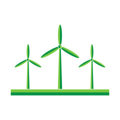 Wind turbines in the field - vector illustration.