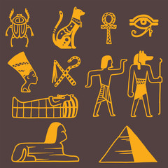 Egypt travel vector icons symbols