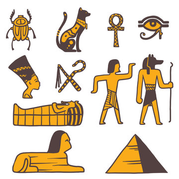 Egypt travel vector icons symbols