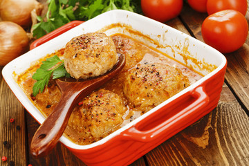 Meat cutlets with cabbage and rice