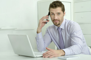 Fototapeta premium businessman working with laptop in office