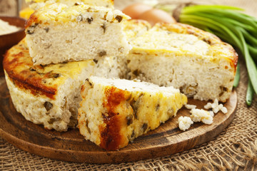 Rice pie with cottage cheese
