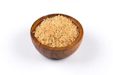 Rice in wooden bowl