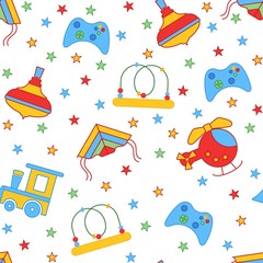 Seamless children's background. Seamless vector illustration. Cute seamless pattern with elements for design, packaging, printing, textile, design websites, flyers and advertising leaflets