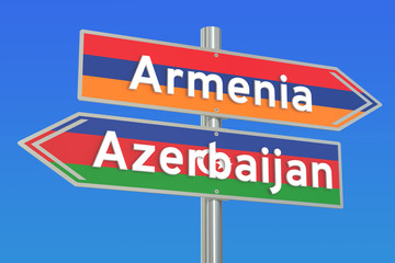 Armenia and Azerbaijan crisis concept, 3D rendering