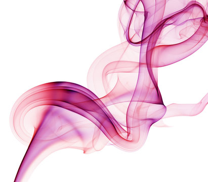 pink and red smoke on the white background