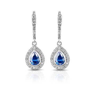 Jewelry. Silver earrings with sapphires