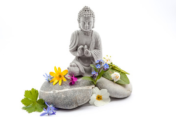 Stones whit flower and Buddha