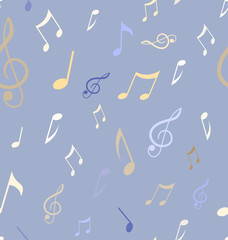 Abstract seamless pattern with music notes. Background vector