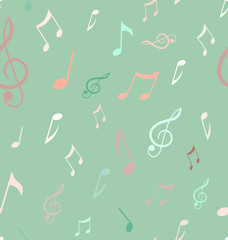 Abstract seamless pattern with music notes. Background vector