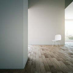 Blank walls and wooden floor