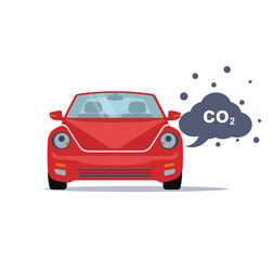 Car emits carbon dioxide. Flat style
