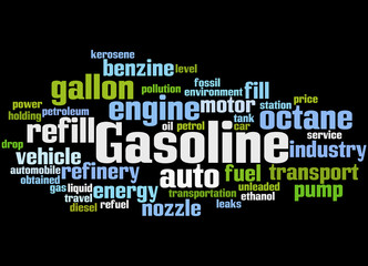 Gasoline, word cloud concept