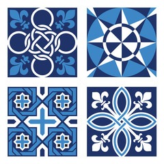 Collection of Vintage Ornamental Patterns in tones of blue.