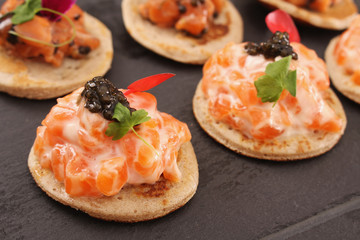 cured salmon trout canape