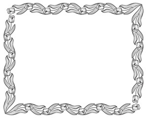 Horizontal frame with elegant tulips. Vector clip art.