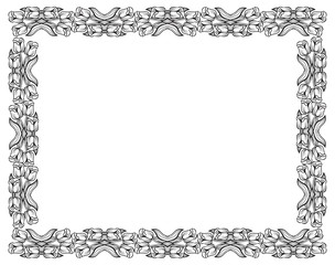 Horizontal frame with elegant tulips. Vector clip art.