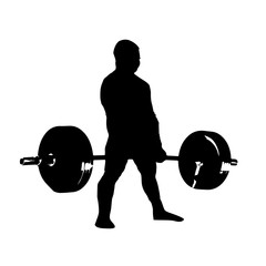 silhouette of man with barbell deadlift