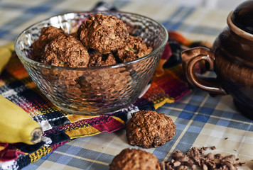 Oatmeal cookies with banana and chocolate