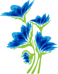Blue flowers on a white background