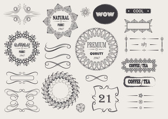 vector vintage cool elegant frames and design elements with signature premium quality and natural product