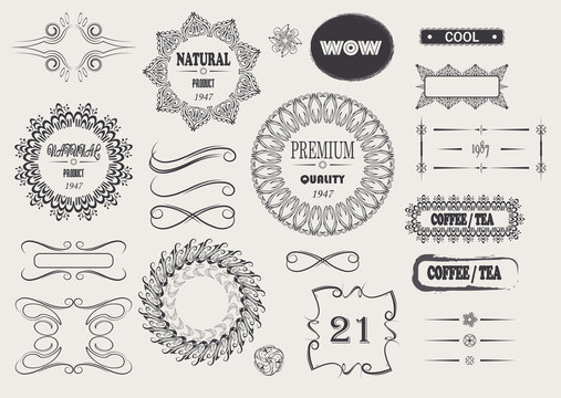 vector vintage cool elegant frames and design elements with signature premium quality and natural product