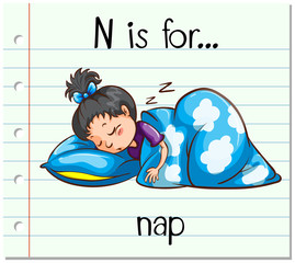 Flashcard letter N is for nap