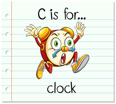 Flashcard letter C is for clock