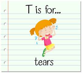 Flashcard letter T is for tears