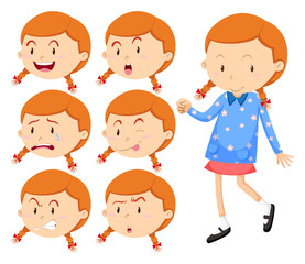 Little girl with different faces