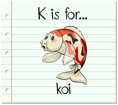 Flashcard letter K is for koi