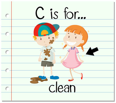 Flashcard letter C is for clean