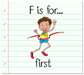Flashcard letter F is for first