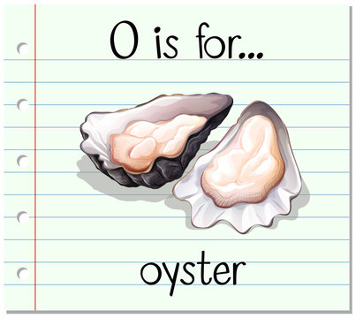 Flashcard letter O is for oyster