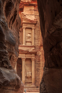 View of the treasury from the Siq, Ancient city of Petra.