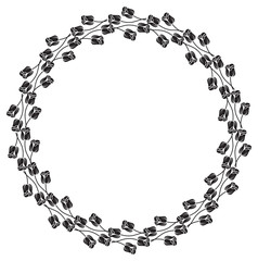 Vector frame with black decorative flowers