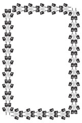 Vector frame with black decorative flowers