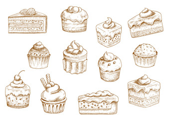 Pastry  and sweet desserts sketches