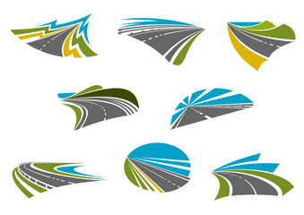 Highway, pathway and roads icons