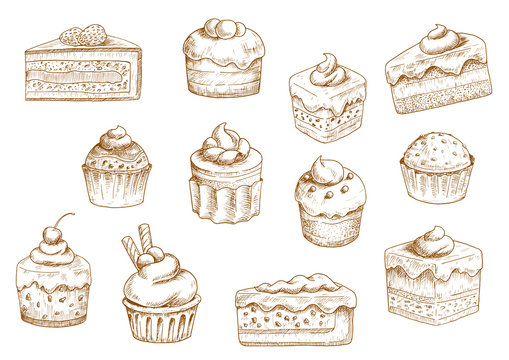 Pastry  and sweet desserts sketches
