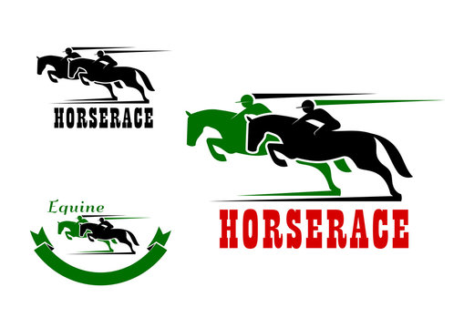 Horse race icons and equestrian sport