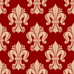 Red seamless french lilies pattern
