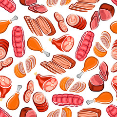 Sausages and meat seamless pattern