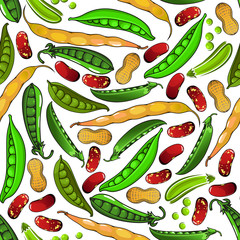Green peas, peanuts and beans pattern
