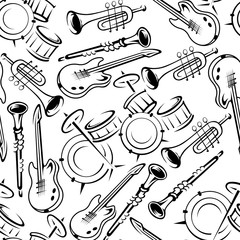 Musical instruments retro seamless pattern