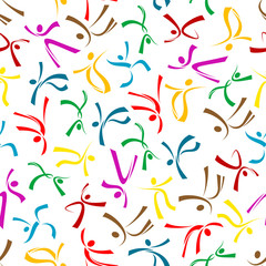 Colorful dancing figures seamless pattern