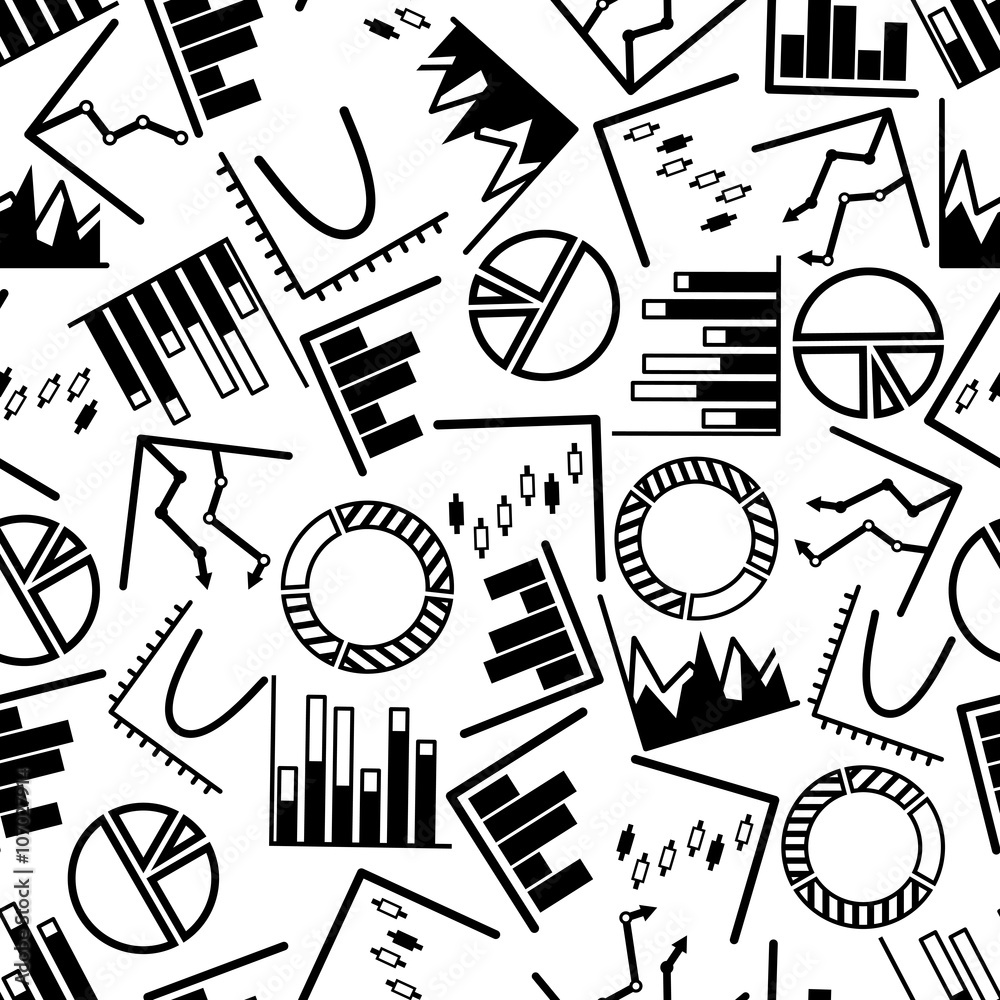 Poster Business graphs and charts seamless pattern